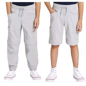 Eddie Bauer Boys Convertible Jogger Tech Pant Cargo Zipper Pockets Gray (5/6) XS